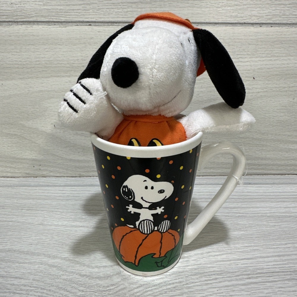 PEANUTS Snoopy Halloween Pumpkin Costume 8" Plush & Coffee Mug 5‎ x 3.5"